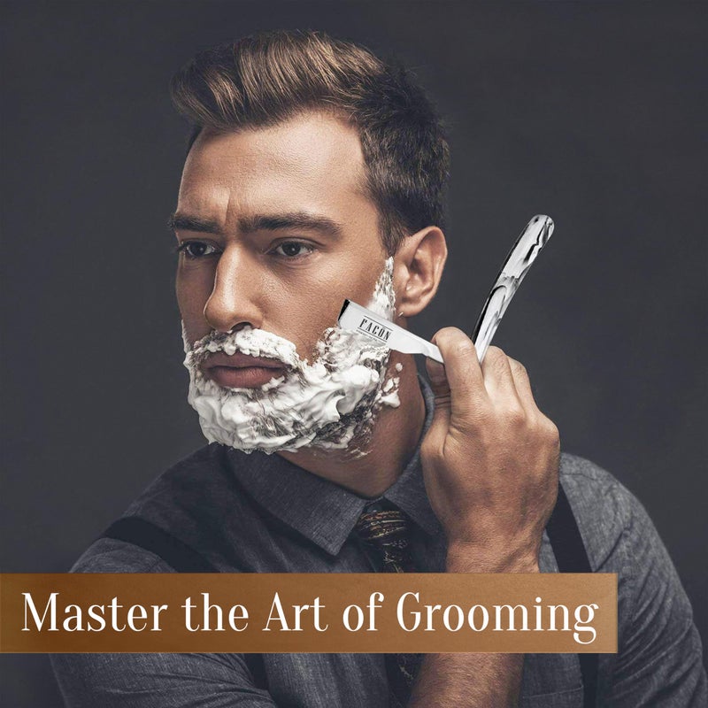 FACON FacÃ³n Straight Razors for Men - Professional Barber Straight Edge Razor Kit with 100 Blades, Classic Stainless Steel Barbero Shaver for a Smooth & Precise Shave, Premium Barber Razor for Men's Shaving - Image 4